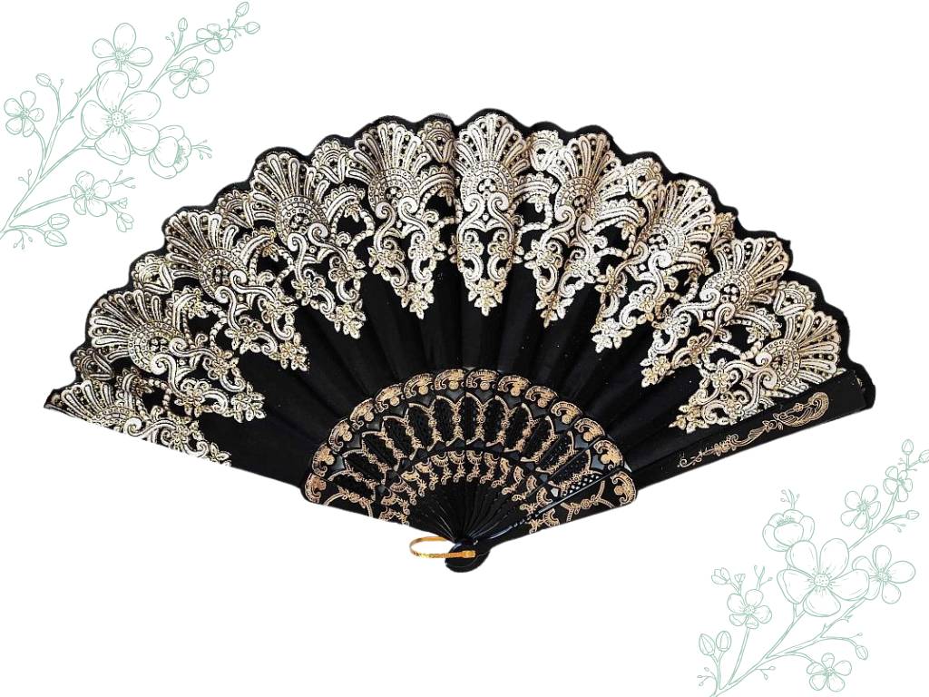 Skládací vějíř slavnostní Vintigo černý